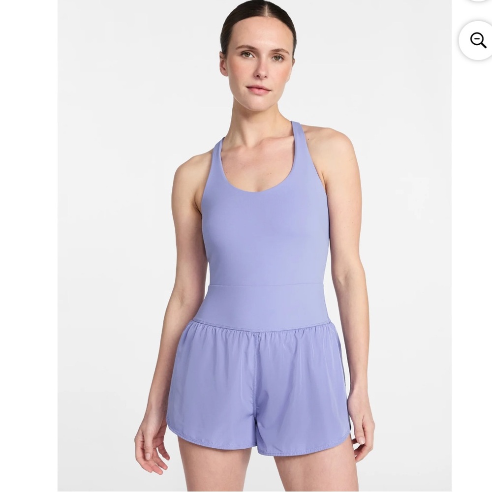 NWT Avia Women's Cross Back Active Buttersoft Romper - XS - Misty Lavender